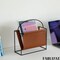 Fabulaxe Gold-Tone Metal Magazine Rack with Brown Faux Leather Sling Freestanding Organizer for Magazines Newspapers & Files